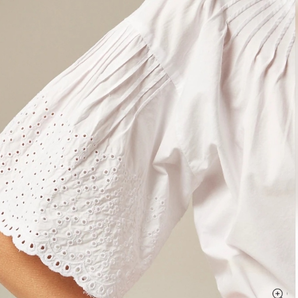 I crew xxs Jolie White Eyelet Button-Up Blouse new - Picture 3 of 5